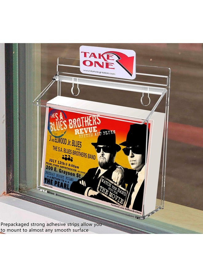 Marketing Holders Outdoor Brochure Holder Holds 7.5 X 5.5 Advertising Postcards Clear Acrylic Wall Mount Promotional Material Box With Lid Includes Adhesive Strips And Take One Sticker - Image 2