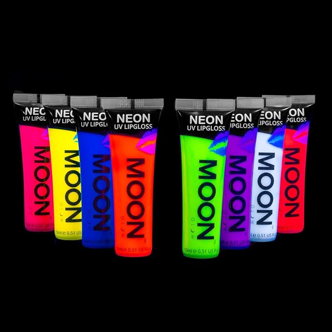 Moon Glow Neon UV Lip Gloss 15ml Blue Bubblegum Scented and glows brightly under UV - Image 2
