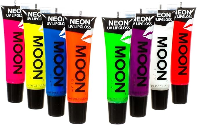 Moon Glow Neon UV Lip Gloss 15ml Blue Bubblegum Scented and glows brightly under UV - Image 1