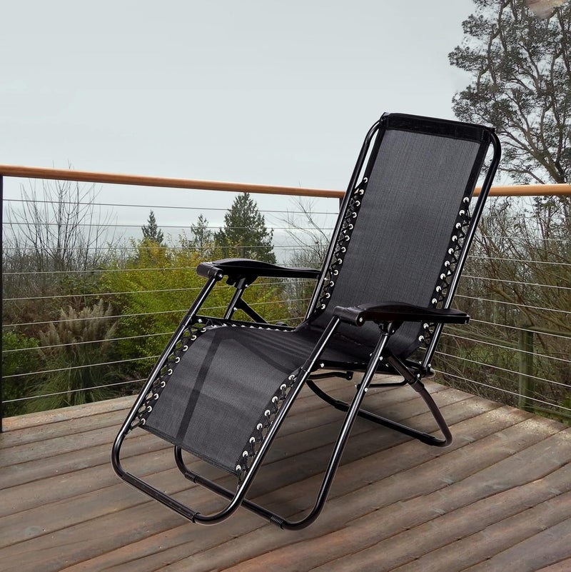 STAR WORK كرسي ستار وورك زيرو غرافيتي كرسي حديقة قابل للطي مع وسادة قابلة للإزالة أسود - Image 2