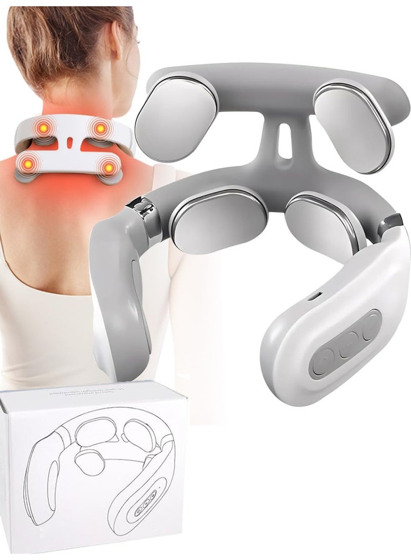 CMGTYYD. Electric Neck Massager with Heat, Portable 4 Head Cervical Spine Massage for Shoulder Pain Relief, 6 Modes & 16 Intensity Levels, USB Rechargeable Neck Relax Massager for Home Office Travel - Image 1