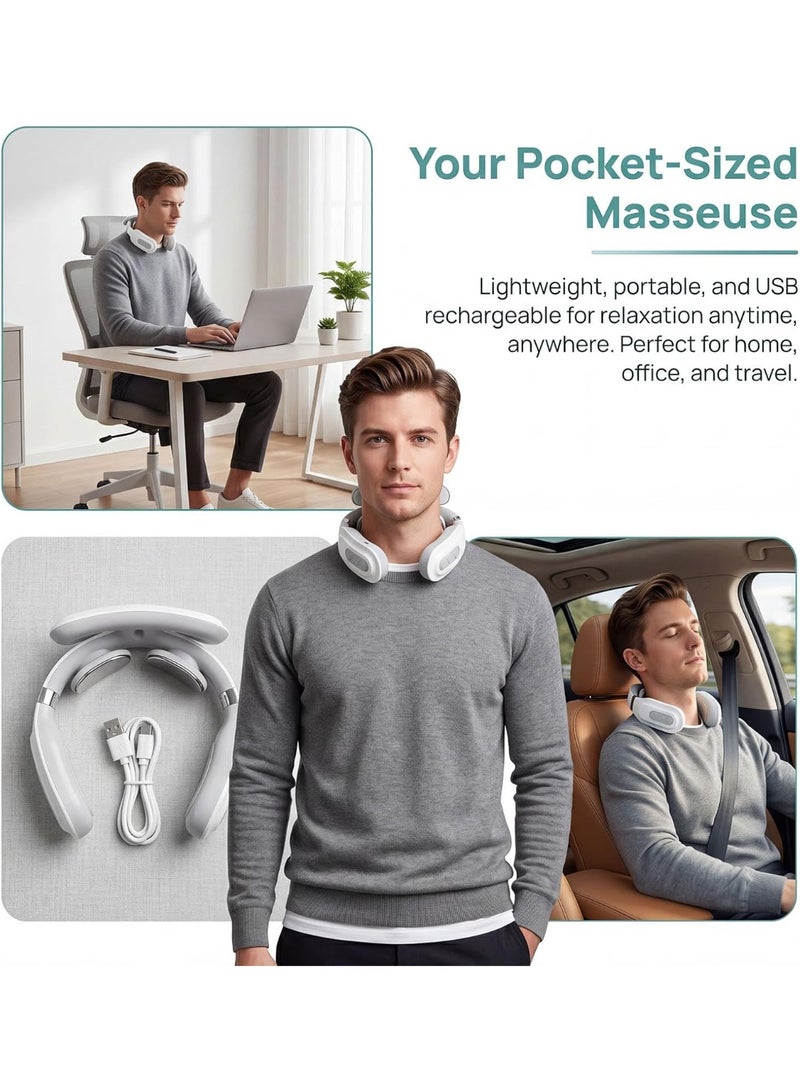 CMGTYYD. Electric Neck Massager with Heat, Portable 4 Head Cervical Spine Massage for Shoulder Pain Relief, 6 Modes & 16 Intensity Levels, USB Rechargeable Neck Relax Massager for Home Office Travel - Image 2