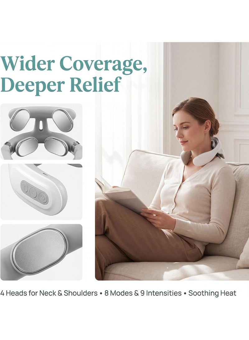 CMGTYYD. Electric Neck Massager with Heat, Portable 4 Head Cervical Spine Massage for Shoulder Pain Relief, 6 Modes & 16 Intensity Levels, USB Rechargeable Neck Relax Massager for Home Office Travel - Image 3