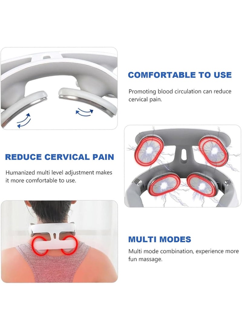 CMGTYYD. Electric Neck Massager with Heat, Portable 4 Head Cervical Spine Massage for Shoulder Pain Relief, 6 Modes & 16 Intensity Levels, USB Rechargeable Neck Relax Massager for Home Office Travel - Image 4