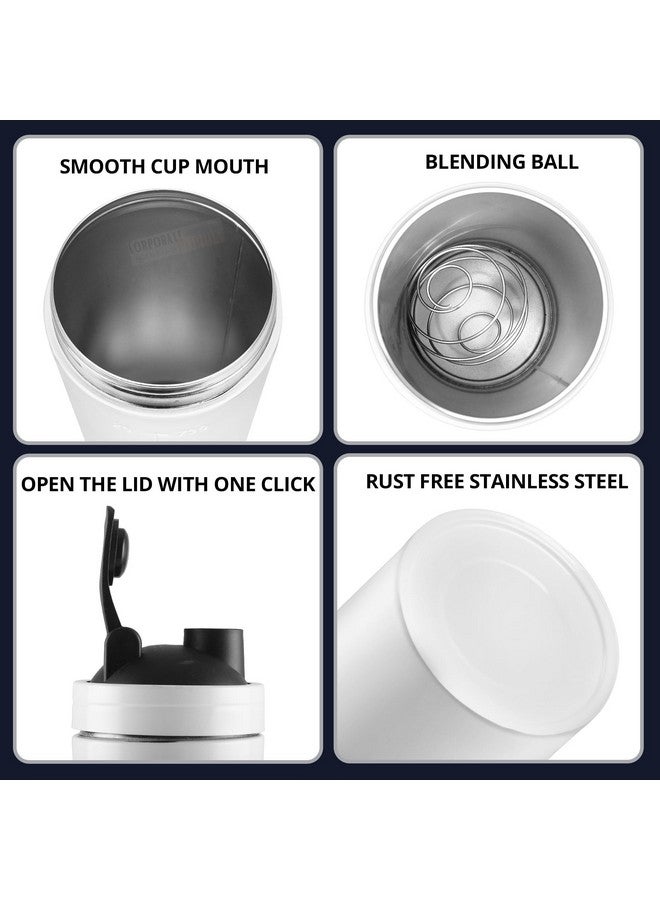 CORPORATE PORIUM CORPORATE PORIUM Stainless Steel Gym Shaker Bottle Shaker Bottles for Protein Shake 100% Leakproof Guarantee Protein Shaker Sipper Bottle Pre Workout Steel Shaker with Measurement 700 ml (White) - Image 2