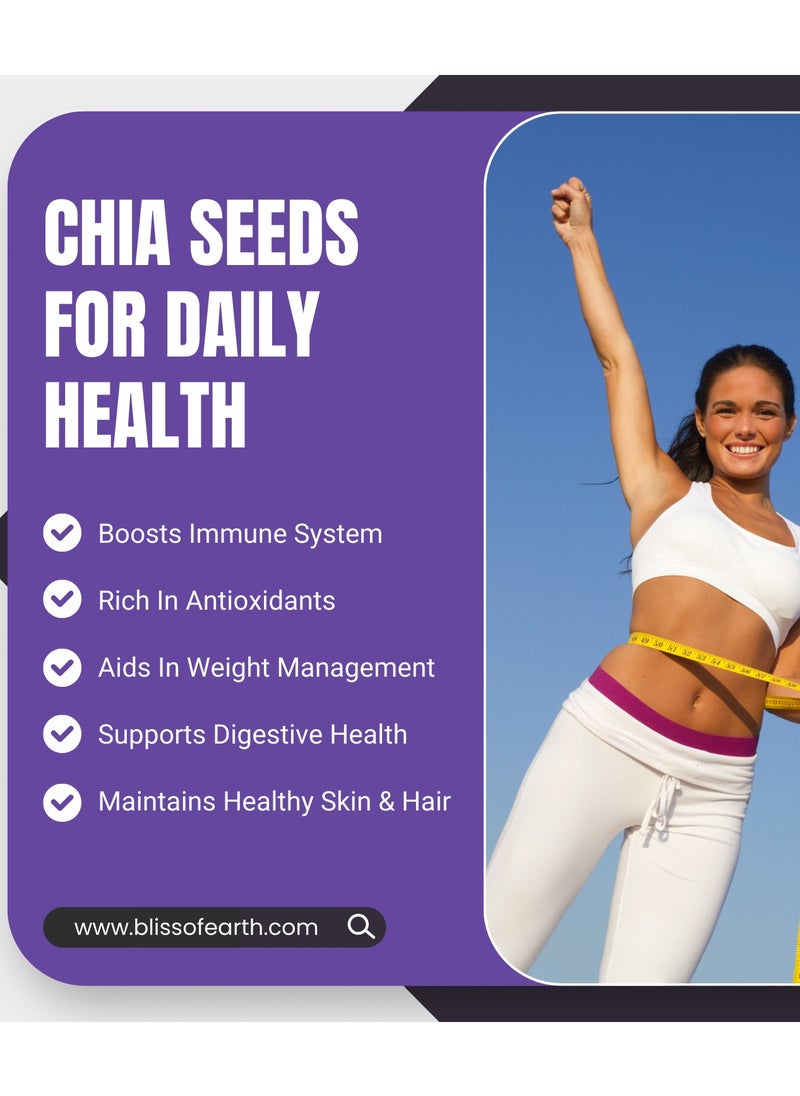 BLISS OF EARTH - Chia Seeds 600gm Raw Good for Weight Loss Healthy Diet Super Food - Image 1