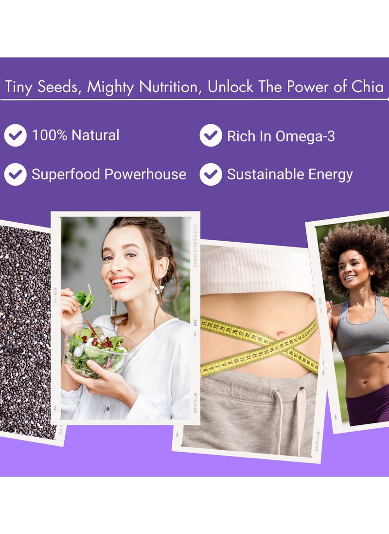 BLISS OF EARTH - Chia Seeds 600gm Raw Good for Weight Loss Healthy Diet Super Food - Image 1