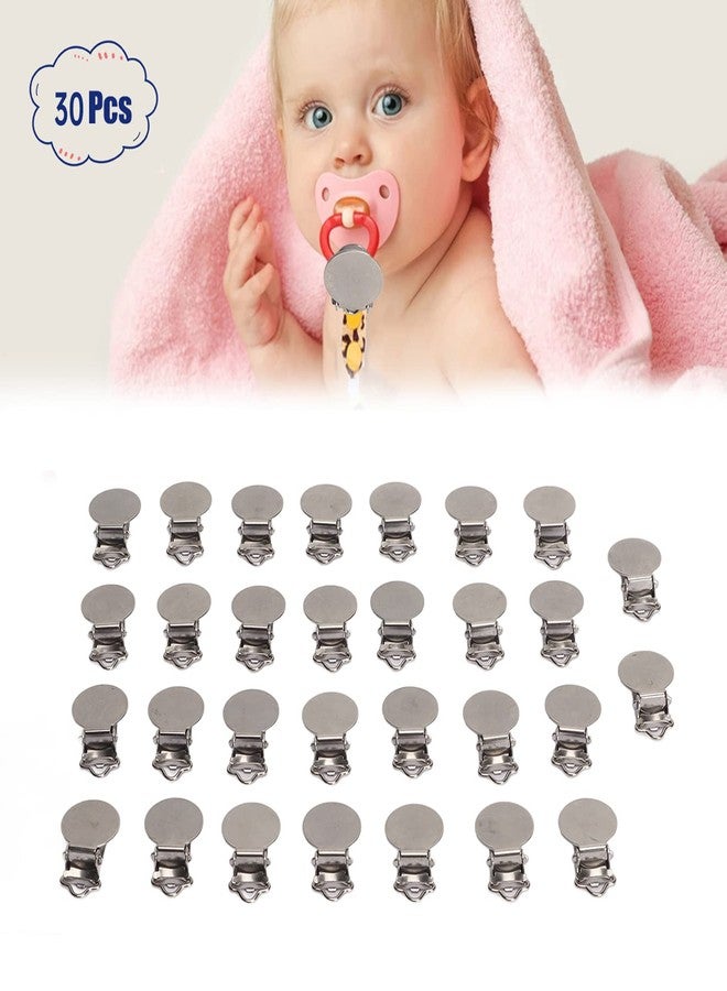 LIANGLIDE Round Pacifier Clips, Suspender Snaps,30pcs Metal Round Clips for Toddler Prevention Electroplated Stainless Steel Suspender Clips for Teething - Image 3