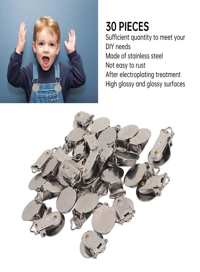 LIANGLIDE Round Pacifier Clips, Suspender Snaps,30pcs Metal Round Clips for Toddler Prevention Electroplated Stainless Steel Suspender Clips for Teething - Image 4