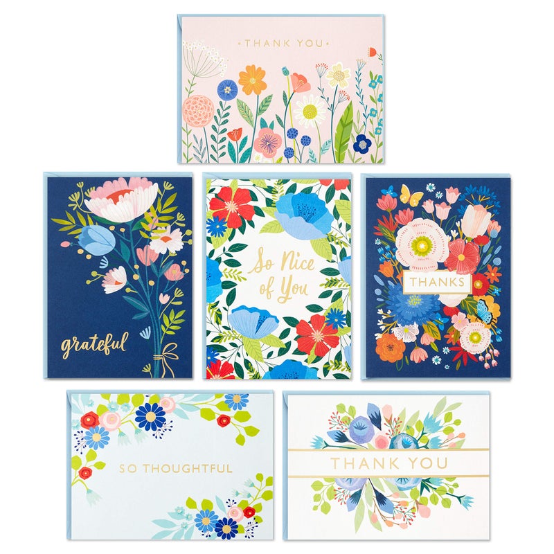 Hallmark Thank You Cards Assortment Folk Art Flowers 36 Thank You Notes with Envelopes