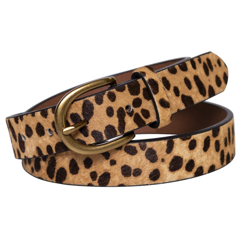 JIEDE Womens Leopard Print Belt Animal Print Belt for Women Leather Waist Belt Zebra Belts for Jeans/dress(Leopard Width-28mm,S - Fits Waist 30''-34'') - Image 1