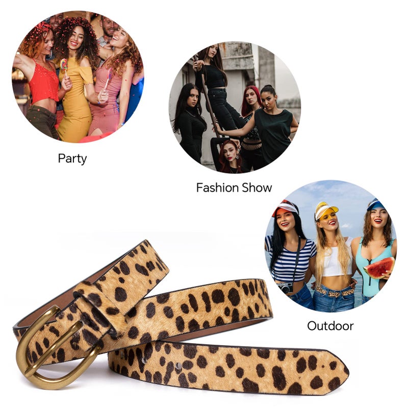 JIEDE Womens Leopard Print Belt Animal Print Belt for Women Leather Waist Belt Zebra Belts for Jeans/dress(Leopard Width-28mm,S - Fits Waist 30''-34'') - Image 5