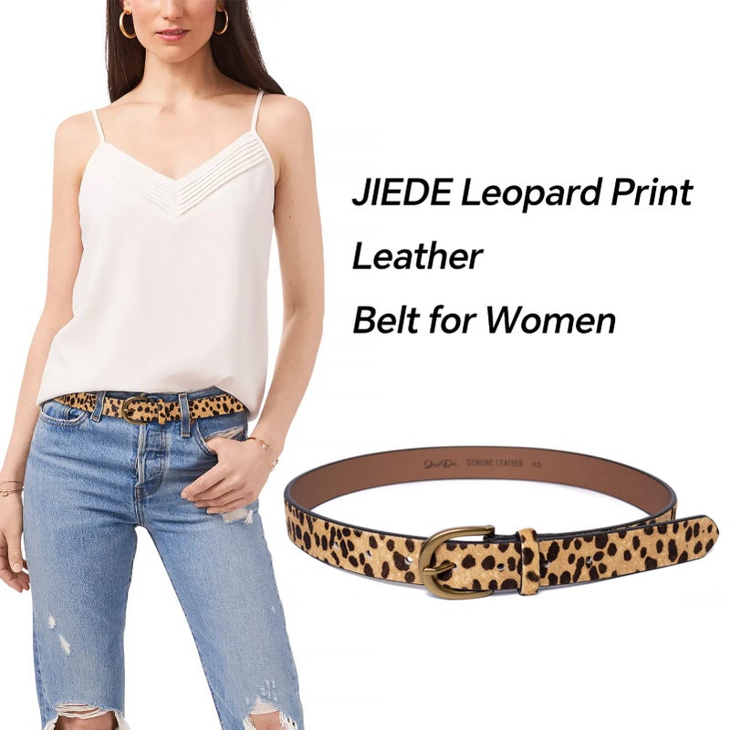 JIEDE Womens Leopard Print Belt Animal Print Belt for Women Leather Waist Belt Zebra Belts for Jeans/dress(Leopard Width-28mm,S - Fits Waist 30''-34'') - Image 2