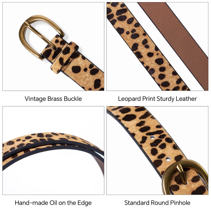 JIEDE Womens Leopard Print Belt Animal Print Belt for Women Leather Waist Belt Zebra Belts for Jeans/dress(Leopard Width-28mm,S - Fits Waist 30''-34'') - Image 3