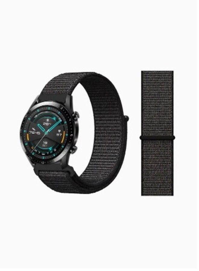 Stylish Nylon Replacement Band For Huawei Watch GT/GT 2 46mm Black 