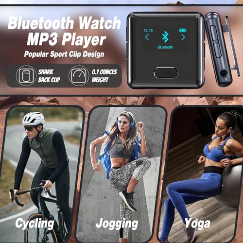 wiwoo MP3 Player with Bluetooth,Sport Bluetooth MP3 Player with Clip and Watch Band for Running Climbing Hiking Cycling Jogging Yoga with Voice Recorder Clock (No FM Radio) Micro SD Card up to 128GB - Image 5