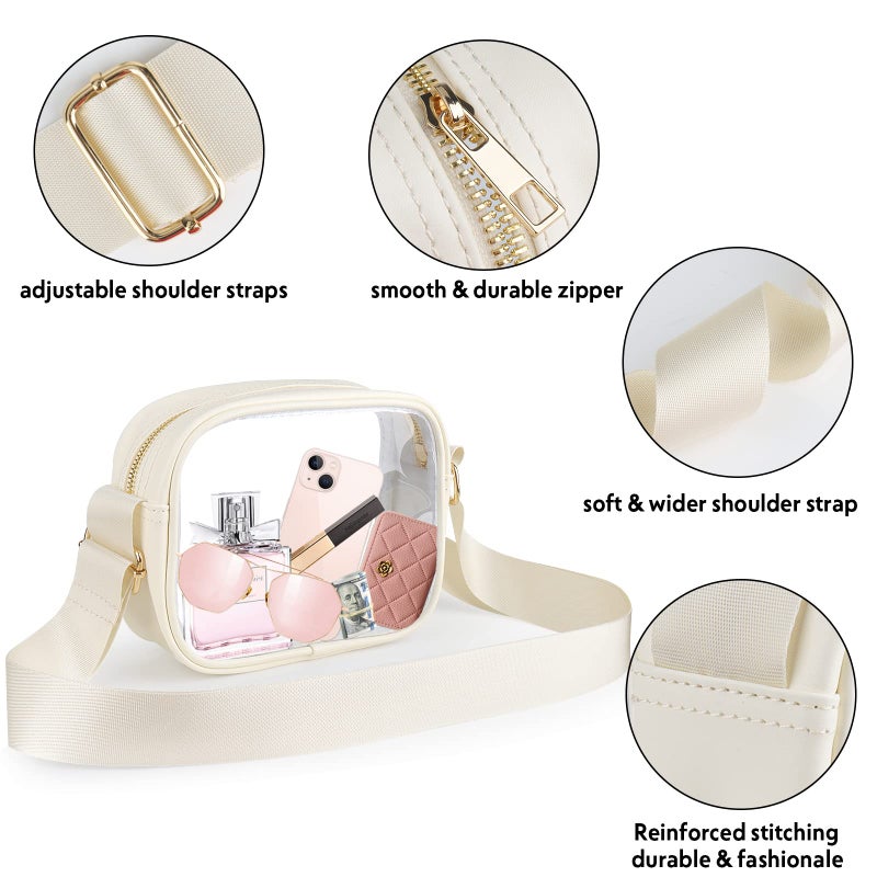 KETIEE Clear Bag Stadium Approved, Clear Crossbody Bag Transparent Purse for Women See Through Handbag with Adjustable Strap for Concerts Sports Festivals (Beige) - Image 5