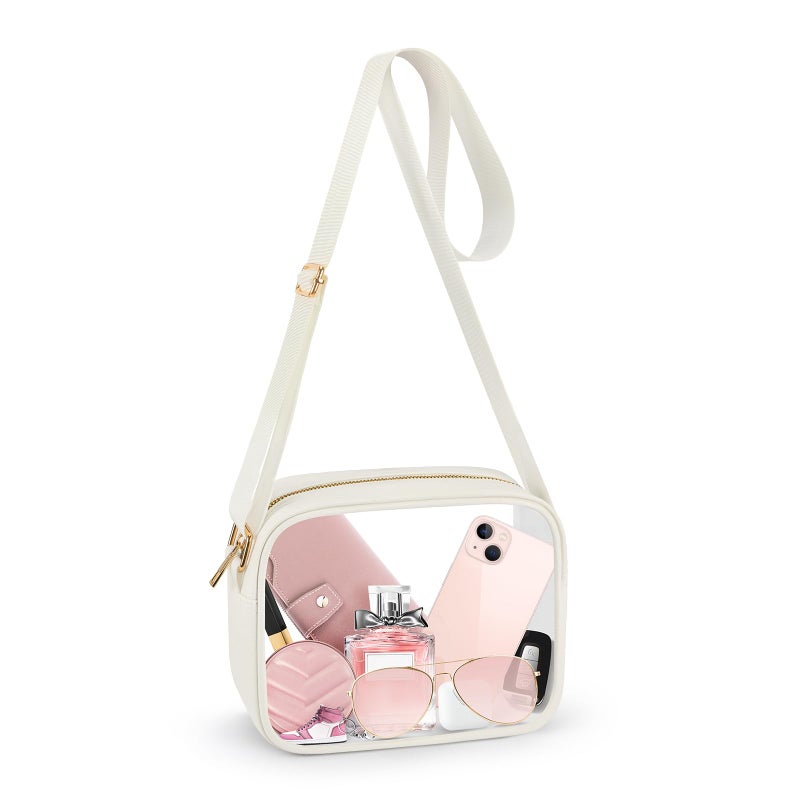 KETIEE Clear Bag Stadium Approved, Clear Crossbody Bag Transparent Purse for Women See Through Handbag with Adjustable Strap for Concerts Sports Festivals (Beige) - Image 1