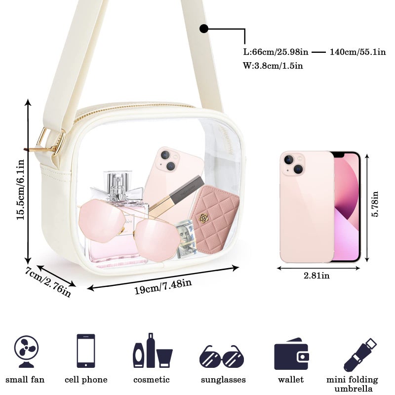 KETIEE Clear Bag Stadium Approved, Clear Crossbody Bag Transparent Purse for Women See Through Handbag with Adjustable Strap for Concerts Sports Festivals (Beige) - Image 4