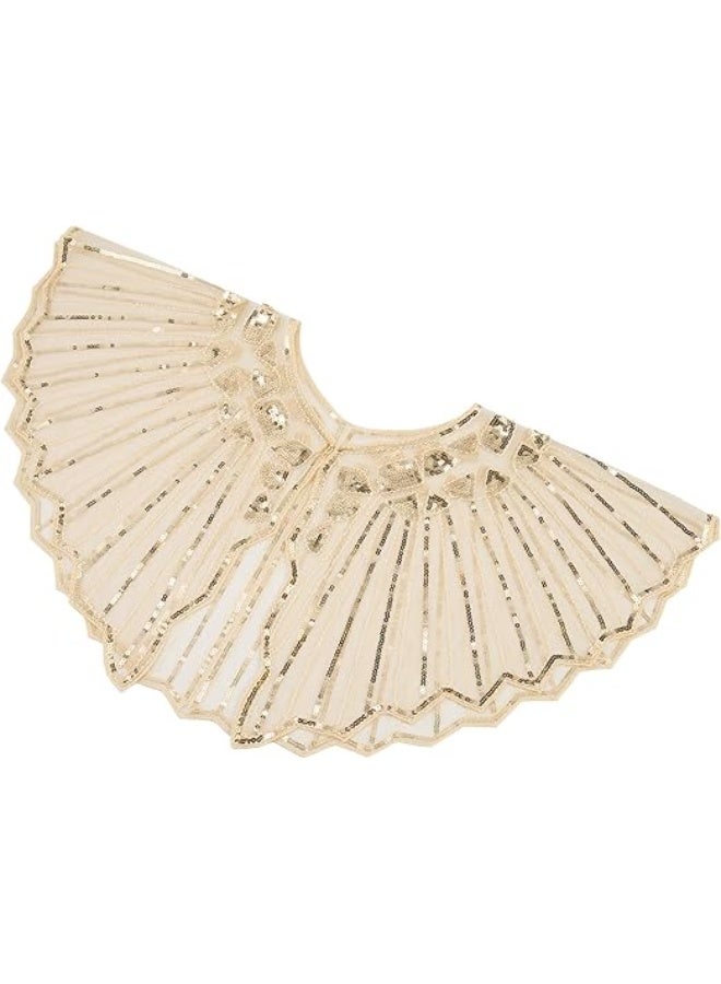 SUNSAR Shawl Wraps Sequin Beaded Evening Cape Bridal Shawl(Champagne) - Image 2