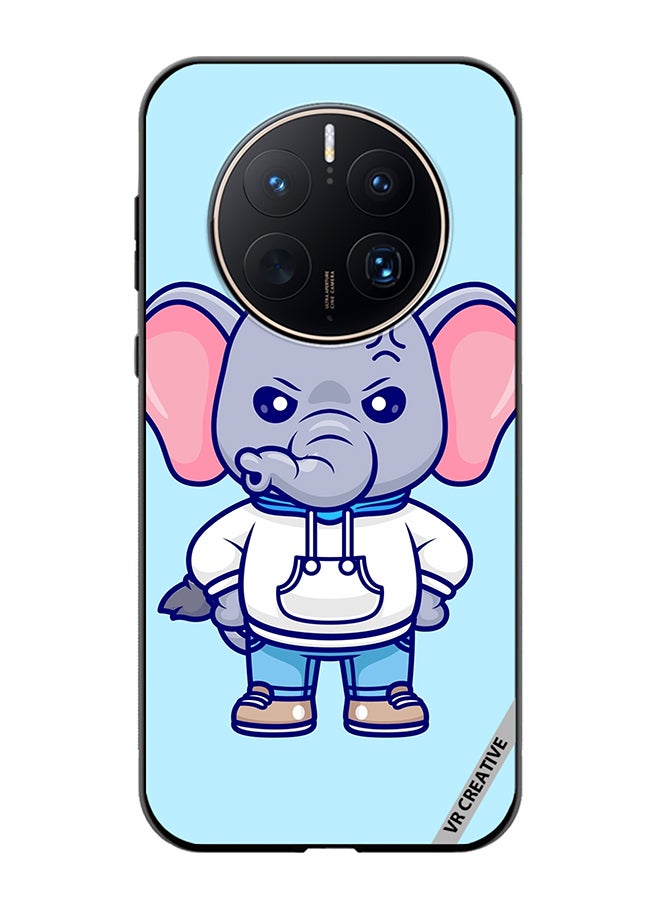 VR CREATIVE Protective Case Cover For Huawei Mate 50 Pro Cute Angry Elephant Wearing Hoodie Design Multicolour - Image 1