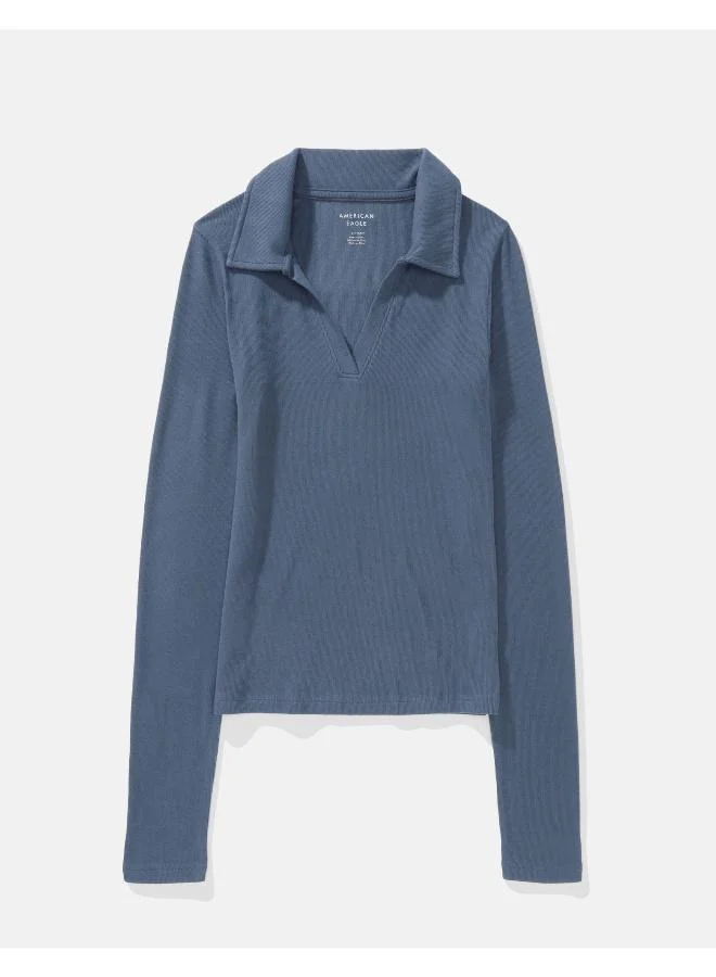 امريكان ايجل AE Long-Sleeve Plush Polo T-Shirt