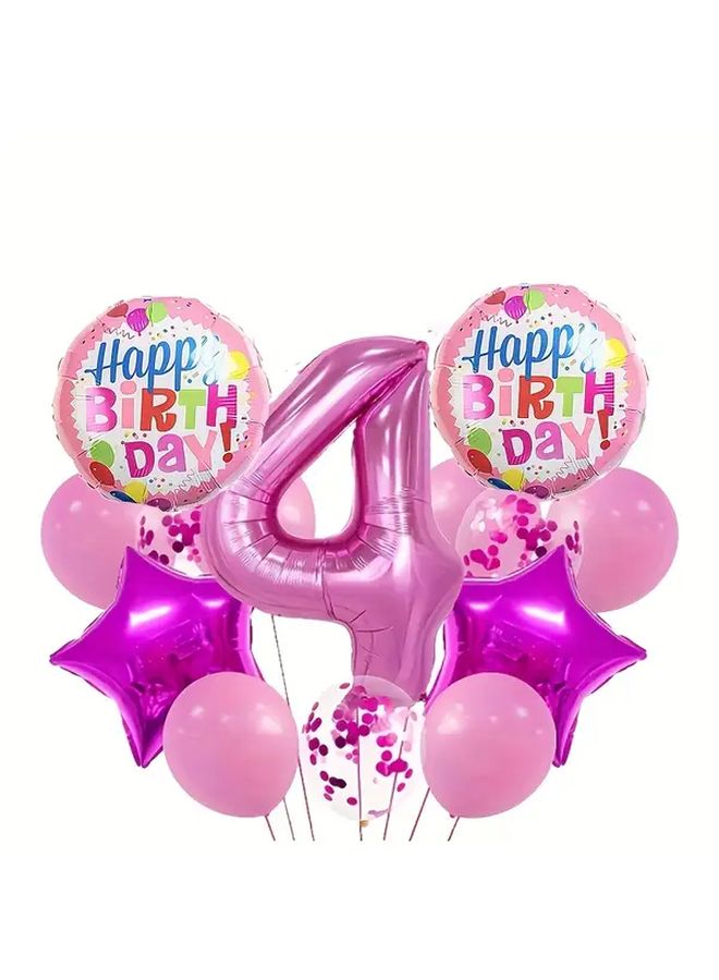 Pink Birthday Balloon Set With Number 6 And Star Balloons For Party Decorations - Image 5