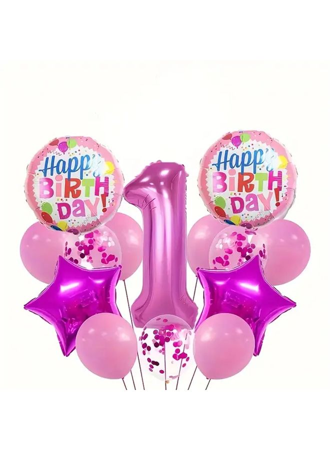 Pink Birthday Balloon Set With Number 6 And Star Balloons For Party Decorations - Image 2