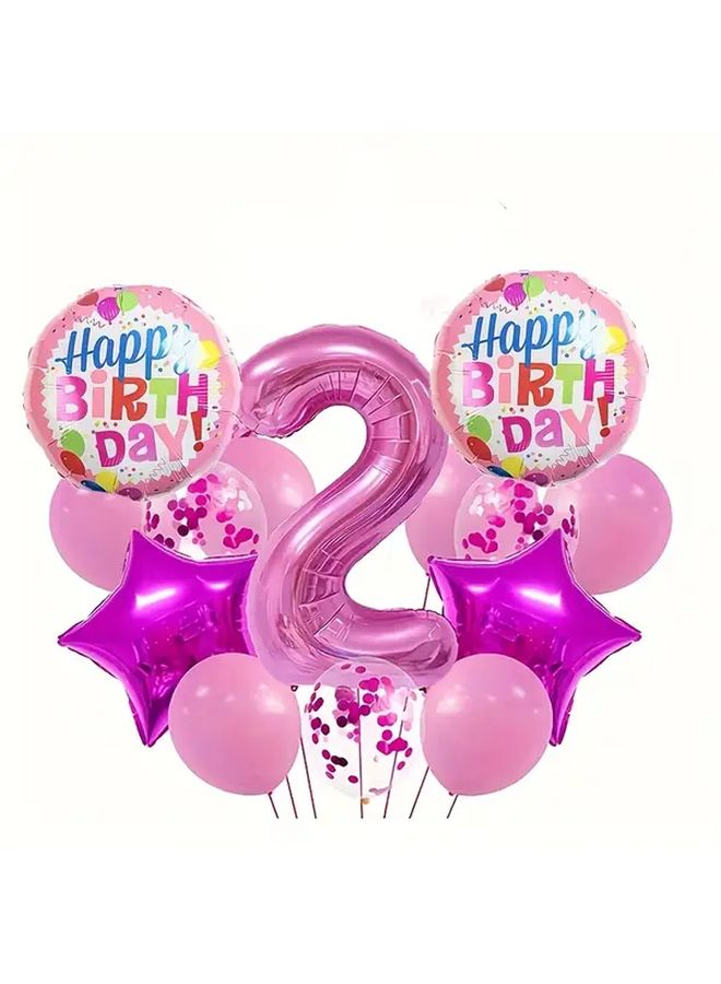 Pink Birthday Balloon Set With Number 6 And Star Balloons For Party Decorations - Image 3
