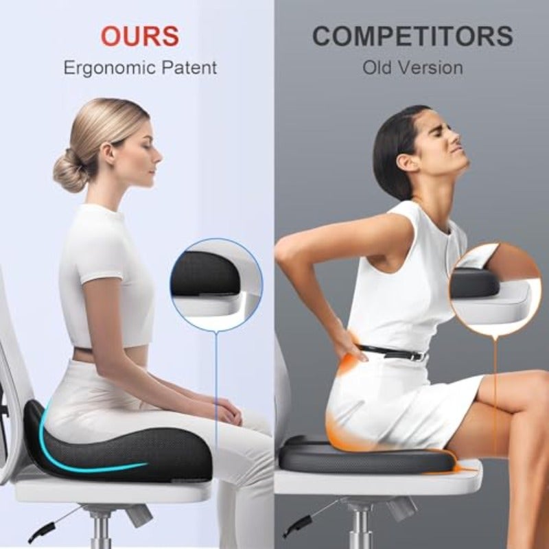 Memory Foam Seat Cushion for SciaticaTailbone Pain Black Large Firm Support Cushion Pressure Relief Coccyx Pad for Office Chair Gaming Chair and Car Seat Ideal for Long Sitting - Image 3