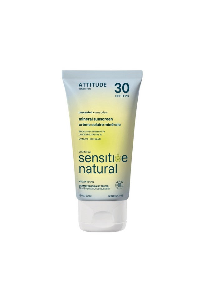 أتيتود واقي الشمس المعدني من ATTITUDE للبشرة الحساسة، معتمد من EWG، واسع الطيف من الأشعة فوق البنفسجية الطويلة والمتوسطة، تم اختباره من قبل أطباء الجلدية، تركيبة نباتية ومعدنية، نباتي، عامل حماية من الشمس 30، بدون رائحة، 5.2 أونصة - Image 1