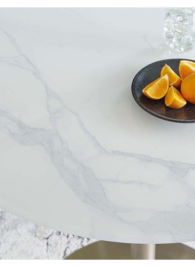Ashley Homestore طاولة طعام بارشوني معدنية بيضاء 39.38 × 30 بوصة  - Image 2
