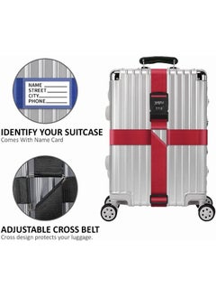 Rubik 160 Inch Cross Luggage Strap with 3 Number Password Lock, Premium Adjustable Travel Packing Belt for Bag Baggage Suitcase Safety (1 Pack) Red  - Image 2