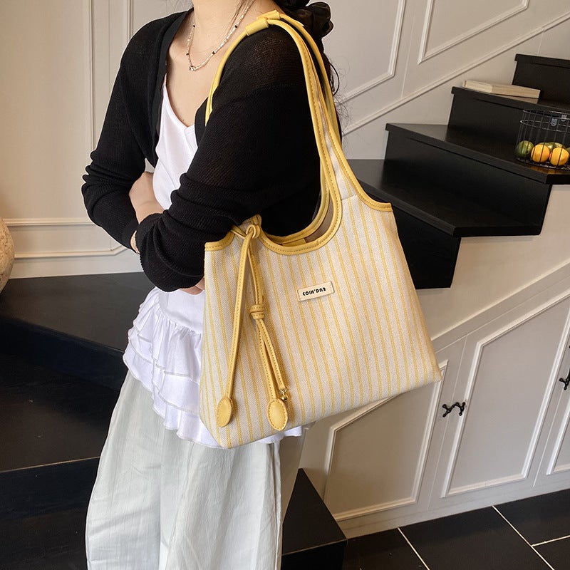 Striped Contrast Color Tote Bag Women'S Summer Niche Casual Casual Fashion Portable Shoulder Underarm Bag - Image 4