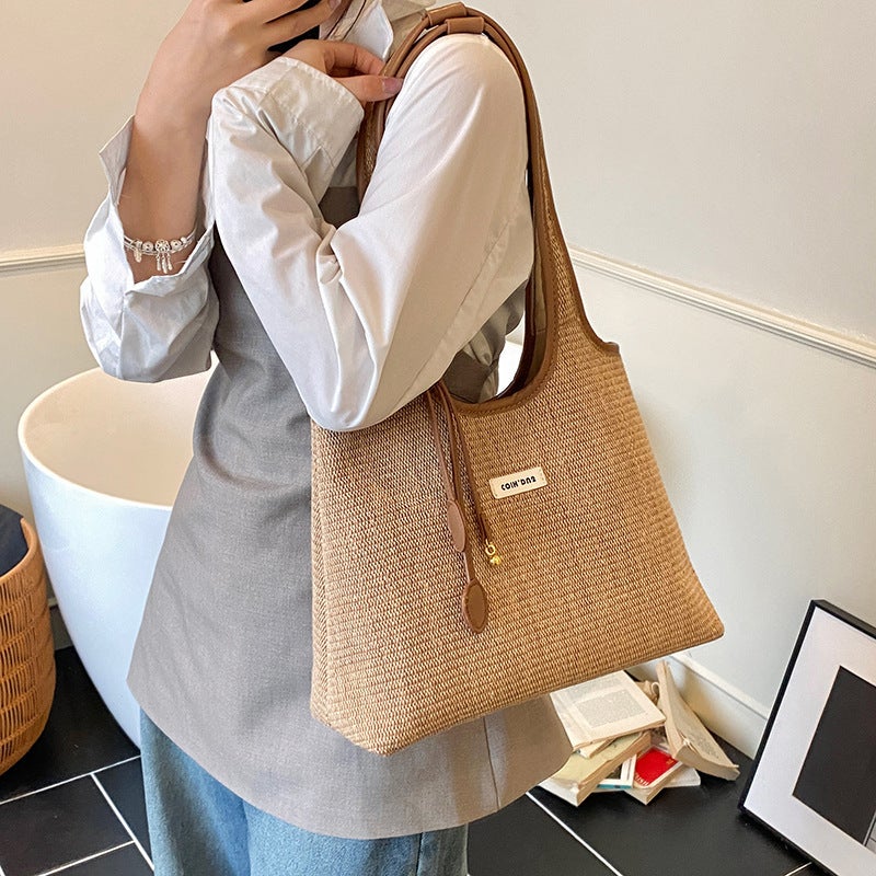 Striped Contrast Color Tote Bag Women'S Summer Niche Casual Casual Fashion Portable Shoulder Underarm Bag - Image 1