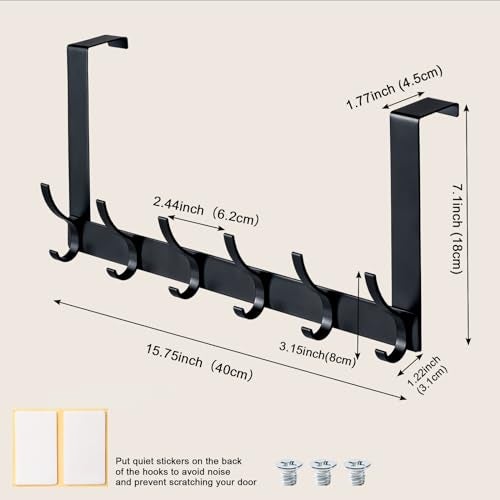 BOOMIBOO Over The Door Hooks, Sturdy Door Hanger, Towel Rack Towel Hooks for Bathroom 12 Hooks Large Over The Door for Bathroom, Bedroom，Kitchen - Image 4