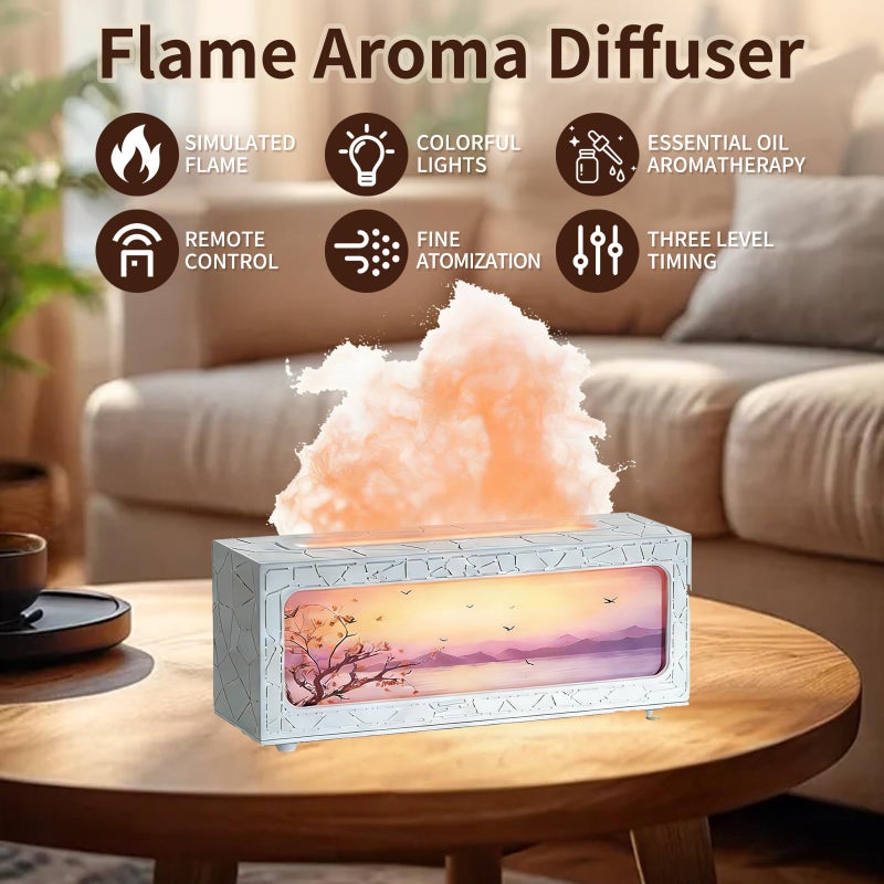 ITHUGE Fireplace Flame Essential Oil Diffuser - 7 Color LED Ultrasonic Aromatherapy Humidifier, 250ml, with Timer, Suitable for Home, Bedroom, Office, Yoga (C08W) - Image 2