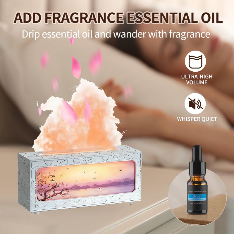 ITHUGE Fireplace Flame Essential Oil Diffuser - 7 Color LED Ultrasonic Aromatherapy Humidifier, 250ml, with Timer, Suitable for Home, Bedroom, Office, Yoga (C08W) - Image 4