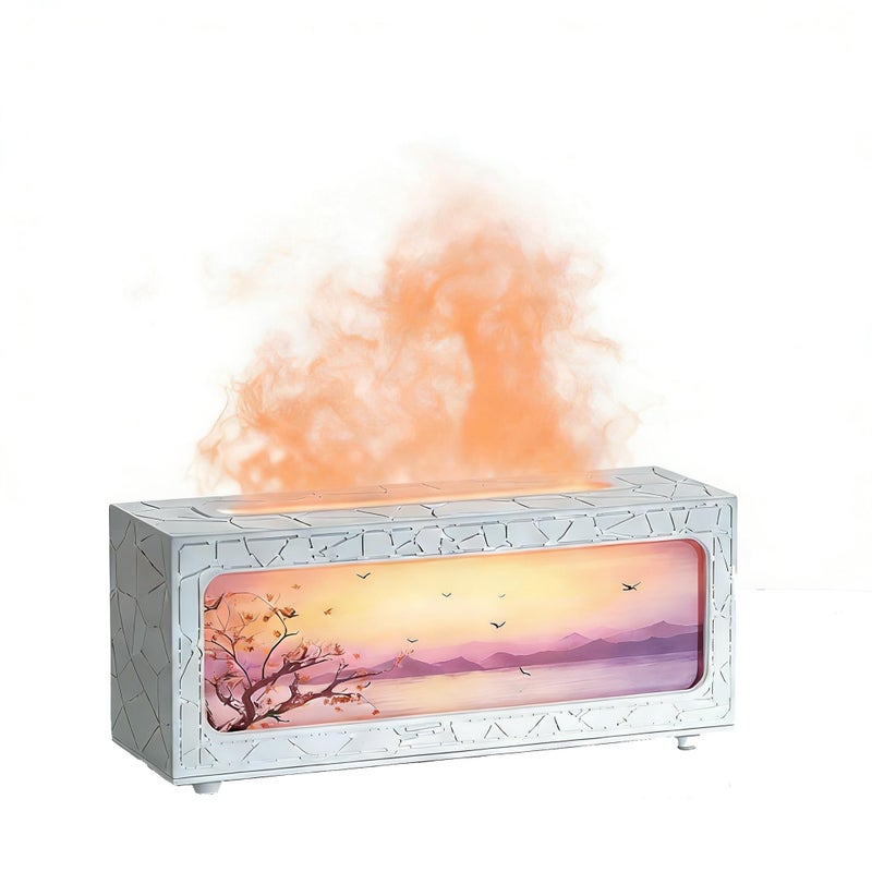 ITHUGE Fireplace Flame Essential Oil Diffuser - 7 Color LED Ultrasonic Aromatherapy Humidifier, 250ml, with Timer, Suitable for Home, Bedroom, Office, Yoga (C08W) - Image 1