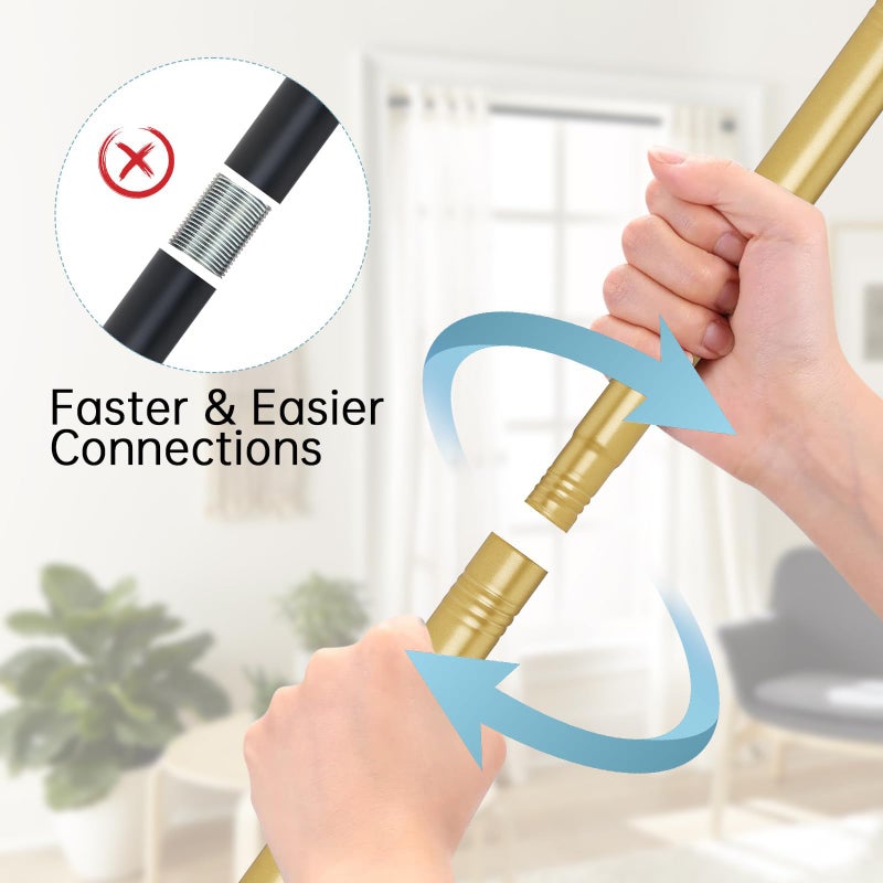 EBOATOP Gold Shower Curtain Rod - Tension Curtain Rod for Window or Bathroom Adjustable 32 to 62 inch Spring Tension Shower Rod No Drilling Non Slip, Gold - Image 4