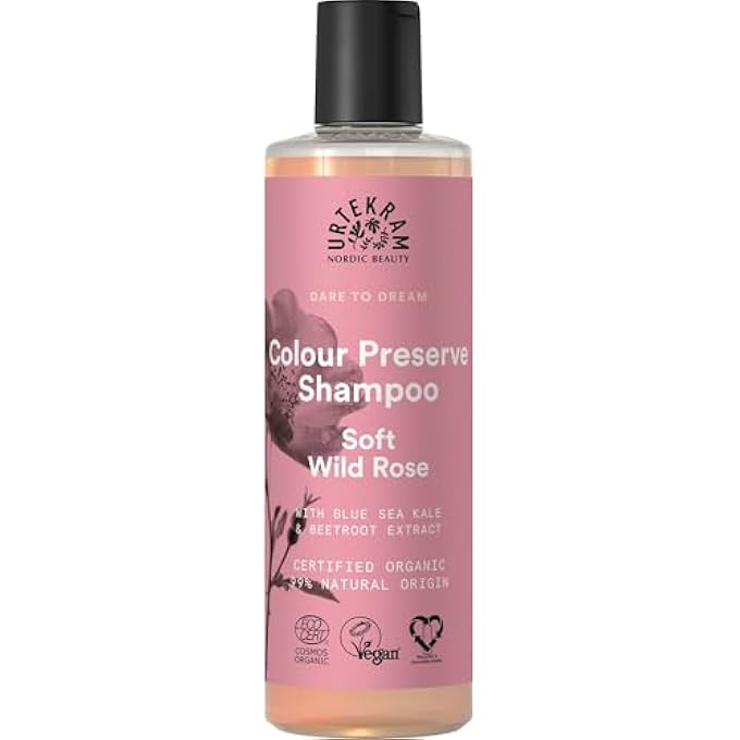 Urtekram SHAMPOO - COLOUR PRESERVE - WILD ROSE - 250 ML, VEGAN, ORGANIC, NATURAL ORIGIN - Image 1