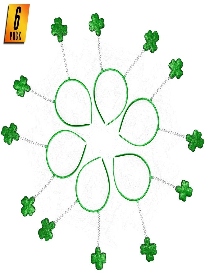 سكيلتين طوق رأس لامع على شكل نبتة البرسيم من سكيلتين - زينة حفلات عيد القديس باتريك - طوق رأس أخضر على شكل نبتة البرسيم الأيرلندية - 6 قطع - Image 2
