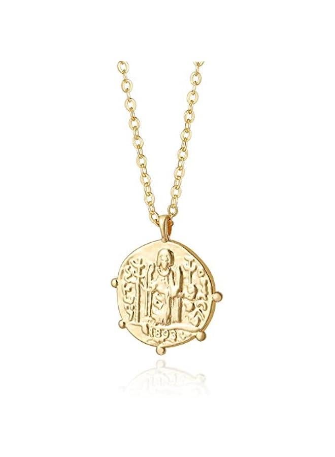 18K Gold Moon Star Lion Evil Eye Love Heart Cross Pendant Necklace Medallion Paperclip Chian Choker Layering Jewery for Women - Image 1