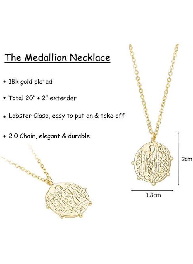 18K Gold Moon Star Lion Evil Eye Love Heart Cross Pendant Necklace Medallion Paperclip Chian Choker Layering Jewery for Women - Image 4