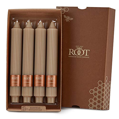 Root Candles مجموعة شموع روت 4 قطع شموع عشاء غير معطرة خالية من القطرات مصنوعة من شمع النحل، 9 بوصة، رمادي غامق - Image 1
