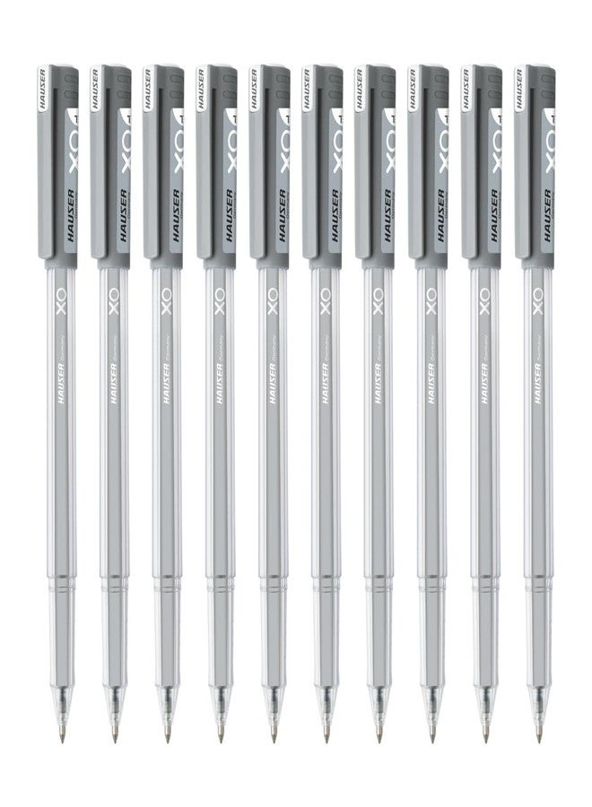 Hauser XO Jumbo 0.7 mm Gel Pen | Quick Dry Ink With Long Writing Jumbo Refill | Transparent Body with Low-Viscosity Ink System, Smooth, Sturdy & Refillable Pen | Black Ink, Pack Of 10 Pens