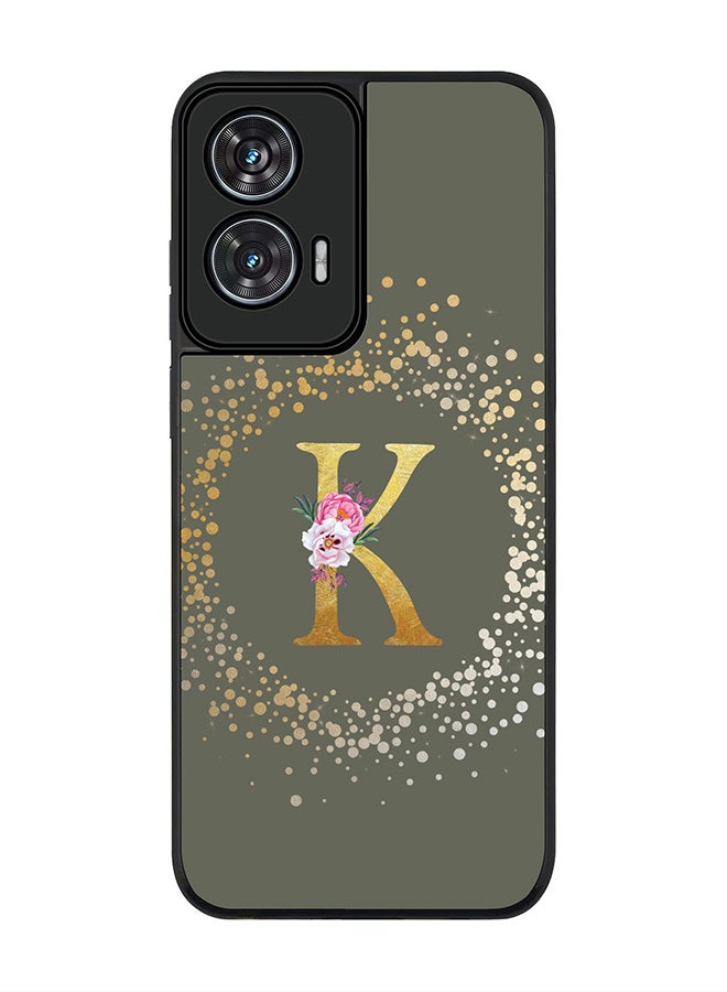 Stylizedd For Motorola Edge 50 Fusion 5G Case,Slim fit Camera Protection, Shockproof Thin Phone cover  - Custom Monogram Floral - K  (Olive Green ) - Image 1