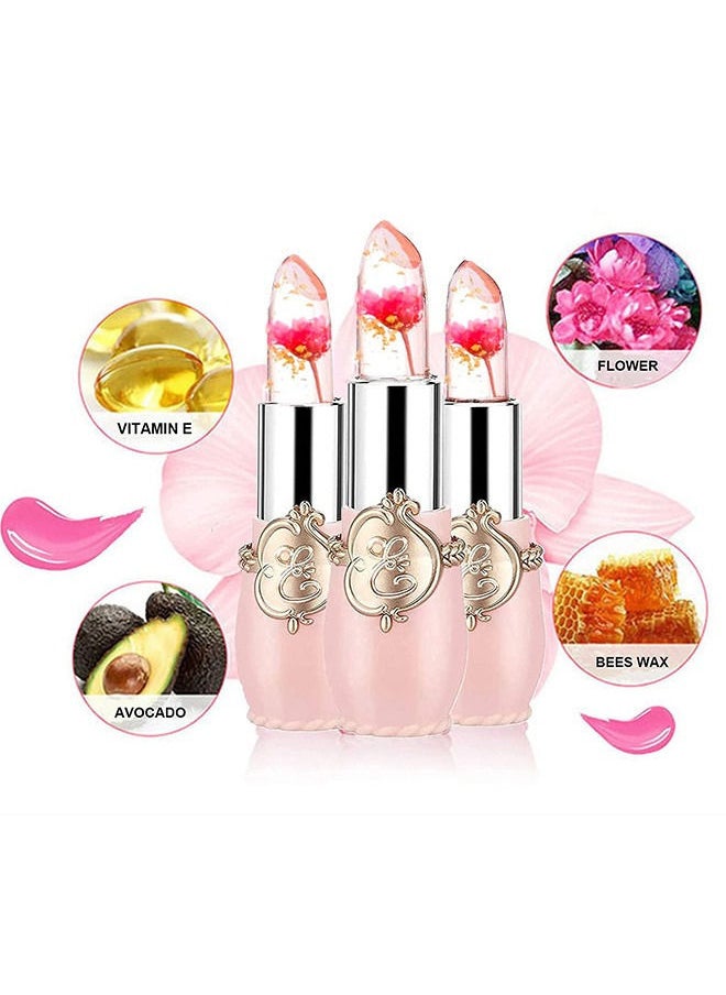 Crystal Flower Jelly Lipstick,Magic Color Changing Lipstick,PH Clear Temperature Color Changing Lip Gloss,Lip Balm,Long Lasting Nourishing Moisturizing Lip Stic