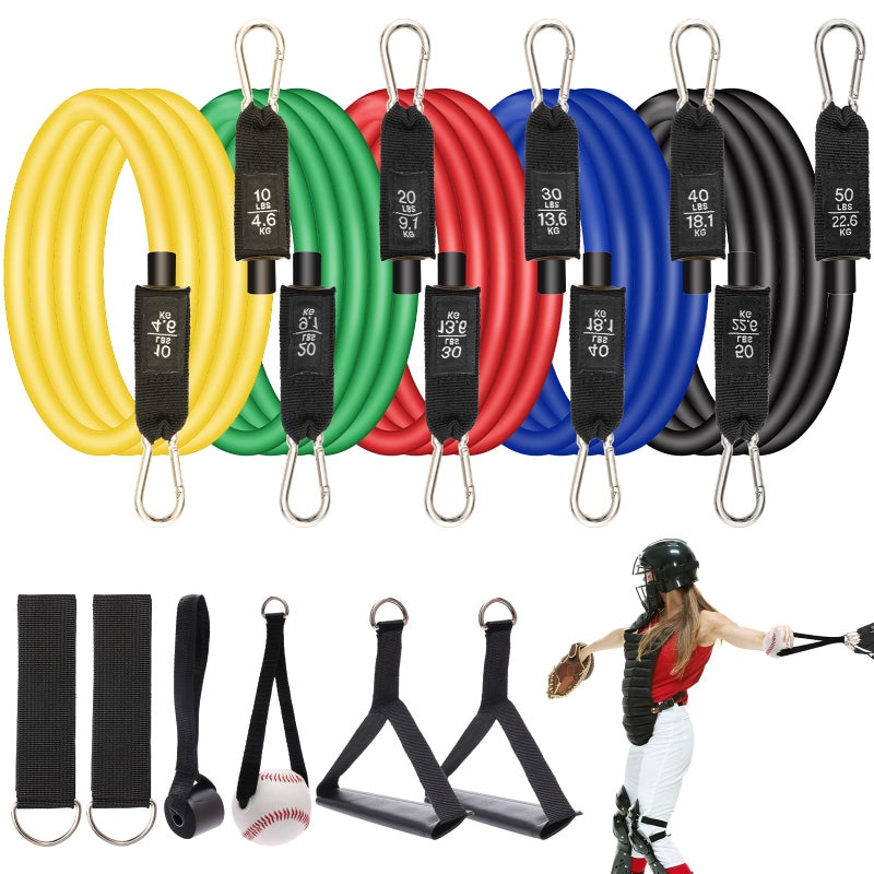 Coolrunner Baseball Resistance Trainer Coolrunner Exercise Bands, Training Aid for Baseball Softball Pitchers, Base Ball Stretching Bands with Interchangeable Grips to Build Arm Strength - Image 1