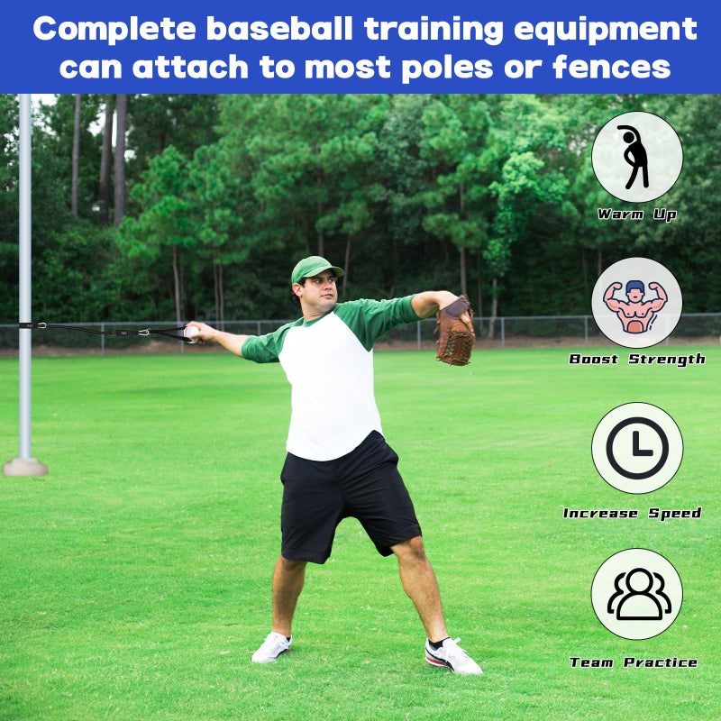 Coolrunner Baseball Resistance Trainer Coolrunner Exercise Bands, Training Aid for Baseball Softball Pitchers, Base Ball Stretching Bands with Interchangeable Grips to Build Arm Strength - Image 2